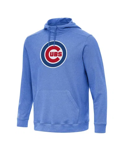 Antigua Men's Heather Royal Chicago Cubs Cloud Pullover Hoodie In Blue