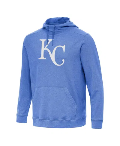 Antigua Men's Heather Royal Kansas City Royals Cloud Pullover Hoodie In Blue