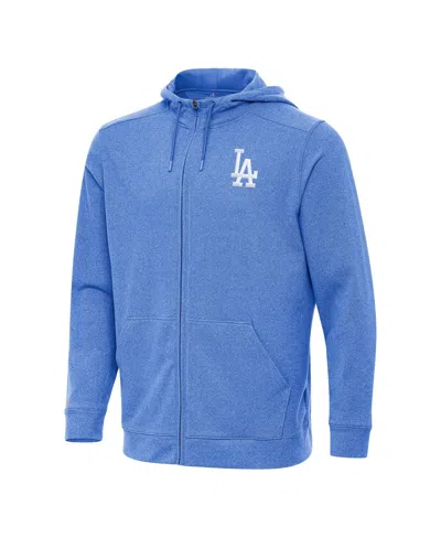 Antigua Men's Heather Royal Los Angeles Dodgers Effortless Full-zip Hooded Jacket In Blue