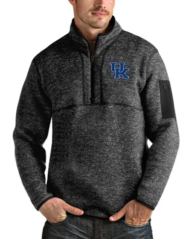 Antigua Men's Heathered Black Kentucky Wildcats Fortune Half-zip Pullover Jacket In Heather Black