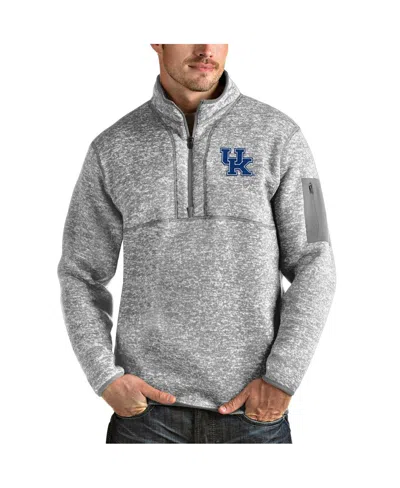 Antigua Men's Heathered Gray Kentucky Wildcats Fortune Half-zip Pullover Jacket In Heather Gray