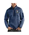 Antigua Men's Heathered Navy Los Angeles Rams Fortune Quarter-zip Pullover Jacket In Heather Navy