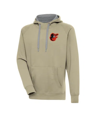 Antigua Men's Khaki Baltimore Orioles Victory Pullover Hoodie In Green