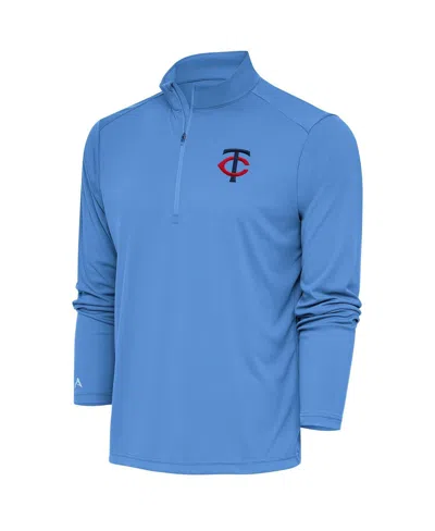 Antigua Men's Light Blue Minnesota Twins Tribute Quarter-zip Pullover Top