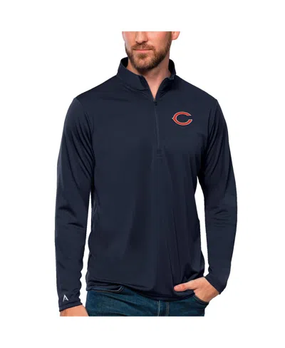 Antigua Men's Navy Chicago Bears Tribute Quarter-zip Lightweight Pullover Sweatshirt In Blue