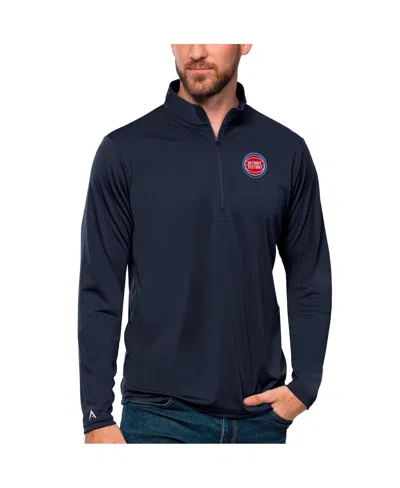 Antigua Men's Navy Detroit Pistons Tribute Quarter-zip Pullover Sweatshirt