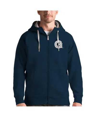 Antigua Men's Navy Georgetown Hoyas Victory Full-zip Hooded Jacket In Blue