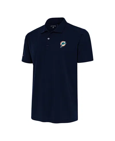 Antigua Men's Navy Miami Dolphins Team Logo Throwback Tribute Polo Shirt In Blue
