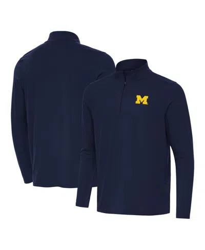Antigua Men's Navy Michigan Wolverines Intent Quarter-zip Sweatshirt In Blue