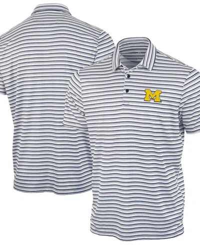 Antigua Men's Navy Michigan Wolverines Space Stripe Polo Shirt In Multi