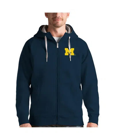 Antigua Men's Navy Michigan Wolverines Victory Full-zip Hoodie