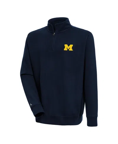 Antigua Men's Navy Michigan Wolverines Victory Quarter-zip Pullover Top