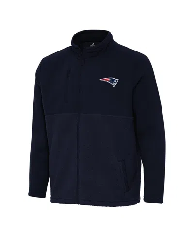 Antigua Men's Navy New England Patriots Daily Fused Full-zip Jacket In Blue