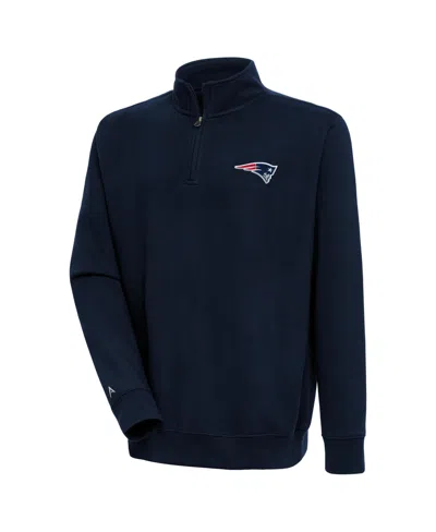 Antigua Men's Navy New England Patriots Victory Quarter-zip Pullover Top