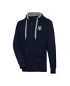 Antigua Men's Navy New York Yankees Big Tall Victory Full-zip Hoodie Jacket In Blue
