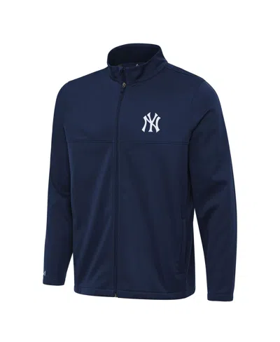 Antigua Men's Navy New York Yankees Links 2 Full-zip Golf Jacket In Blue