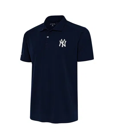 Antigua Men's Navy New York Yankees Metallic Tribute Polo Shirt In Blue