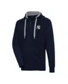 Antigua Men's Navy New York Yankees Big Tall Victory Full-zip Hoodie Jacket In Blue