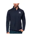 Antigua Men's Navy New York Yankees Tribute Quarter-zip Pullover Top In Navy