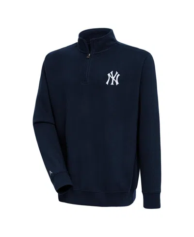 Antigua Men's Navy New York Yankees Victory Quarter-zip Pullover Top