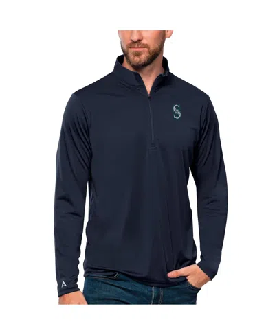 Antigua Men's Navy Seattle Mariners Tribute Quarter-zip Pullover Top