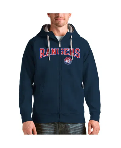 Antigua Men's Navy Texas Rangers Team Logo Victory Full-zip Hoodie