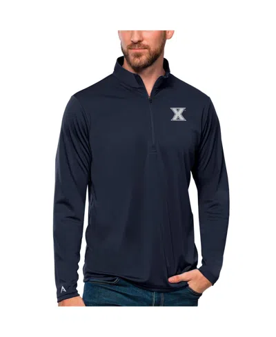 Antigua Men's Navy Xavier Musketeers Tribute Quarter-zip Sweatshirt In Blue