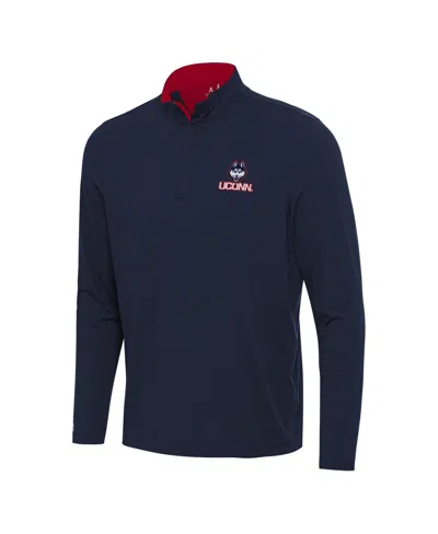 Antigua Men's Navy/red Uconn Huskies Content Quarter-zip Pullover Sweatshirt In Navy,red