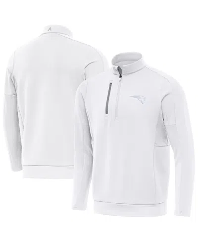 Antigua Men's New England Patriots Generation Quarter-zip Mock Neck Jacket In White