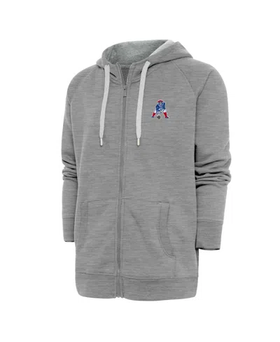 Antigua Men's New England Patriots Victory Full-zip Fleece-lined Hoodie In Gray