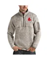 Antigua Men's Oatmeal Chicago Cubs Fortune Quarter-zip Pullover Jacket In Gray