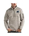 Antigua Men's Oatmeal Carolina Panthers Fortune Quarter-zip Pullover Jacket In Neutral