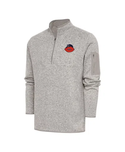 Antigua Men's Oatmeal Chicago Bears Throwback Fortune Quarter-zip Pullover Jacket