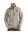 Antigua Men's Oatmeal Chicago Cubs Fortune Quarter-zip Pullover Jacket In Gray