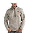Antigua Men's Oatmeal Cincinnati Bengals Fortune Quarter-zip Pullover Jacket In Oatmeal