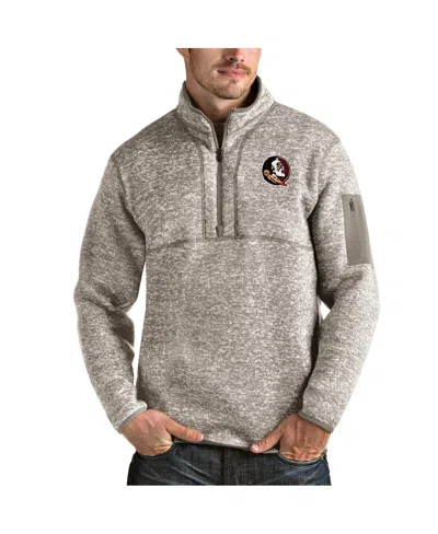 Antigua Men's Oatmeal Florida State Seminoles Fortune Half-zip Pullover Jacket