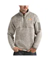 Antigua Men's Oatmeal Chicago Cubs Fortune Quarter-zip Pullover Jacket In Gray