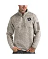 Antigua Men's Oatmeal Las Vegas Raiders Fortune Quarter-zip Pullover Jacket In Oatmeal
