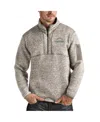 Antigua Men's Oatmeal Los Angeles Chargers Alternate Logo Fortune Quarter-zip Pullover Jacket In Oatmeal