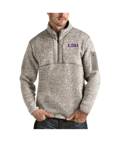 Antigua Men's Oatmeal Lsu Tigers Fortune Half-zip Pullover Jacket