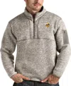 Antigua Men's Oatmeal Minnesota Vikings Fortune Quarter-zip Pullover Jacket In Oatmeal