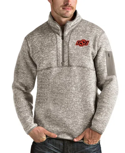 Antigua Men's Oatmeal Oklahoma State Cowboys Fortune Half-zip Pullover Jacket