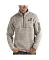 Antigua Heathered Gray Saskatchewan Rush Fortune Half-zip Pullover Jacket In Oatmeal