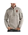 Antigua Men's Oatmeal San Francisco Giants Fortune Quarter-zip Pullover Jacket In Oatmeal