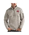 Antigua Men's Oatmeal Tampa Bay Buccaneers Fortune Quarter-zip Pullover Jacket In Oatmeal