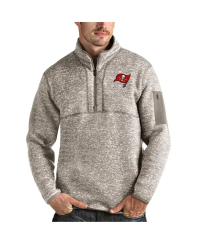 Antigua Men's Oatmeal Tampa Bay Buccaneers Fortune Quarter-zip Pullover Jacket