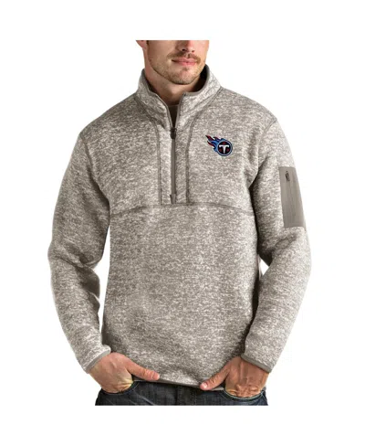 Antigua Men's Oatmeal Tennessee Titans Fortune Quarter-zip Pullover Jacket