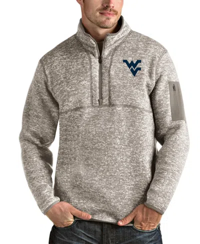 Antigua Men's Oatmeal West Virginia Mountaineers Fortune Half-zip Pullover Jacket