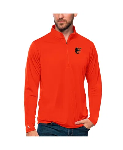 Antigua Men's Orange Baltimore Orioles Tribute Quarter-zip Pullover Top