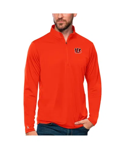 Antigua Men's Orange Cincinnati Bengals Tribute Quarter-zip Lightweight Pullover Sweatshirt